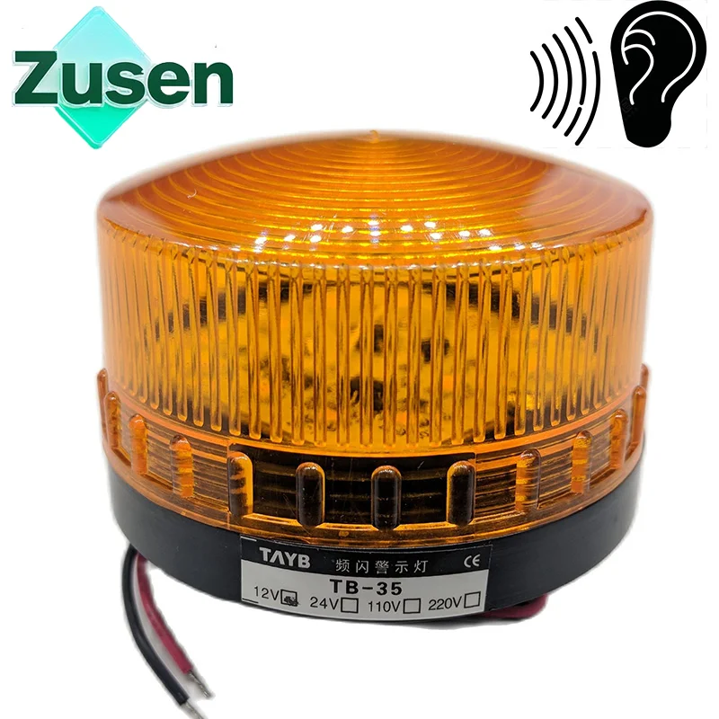 Zusen TB35-Y-J avec Buzzer 12v 24v 110v 220v jaune alarme de sécurité Signal stroboscopique voyant d'avertissement lampe à LED petite lumière clignotante