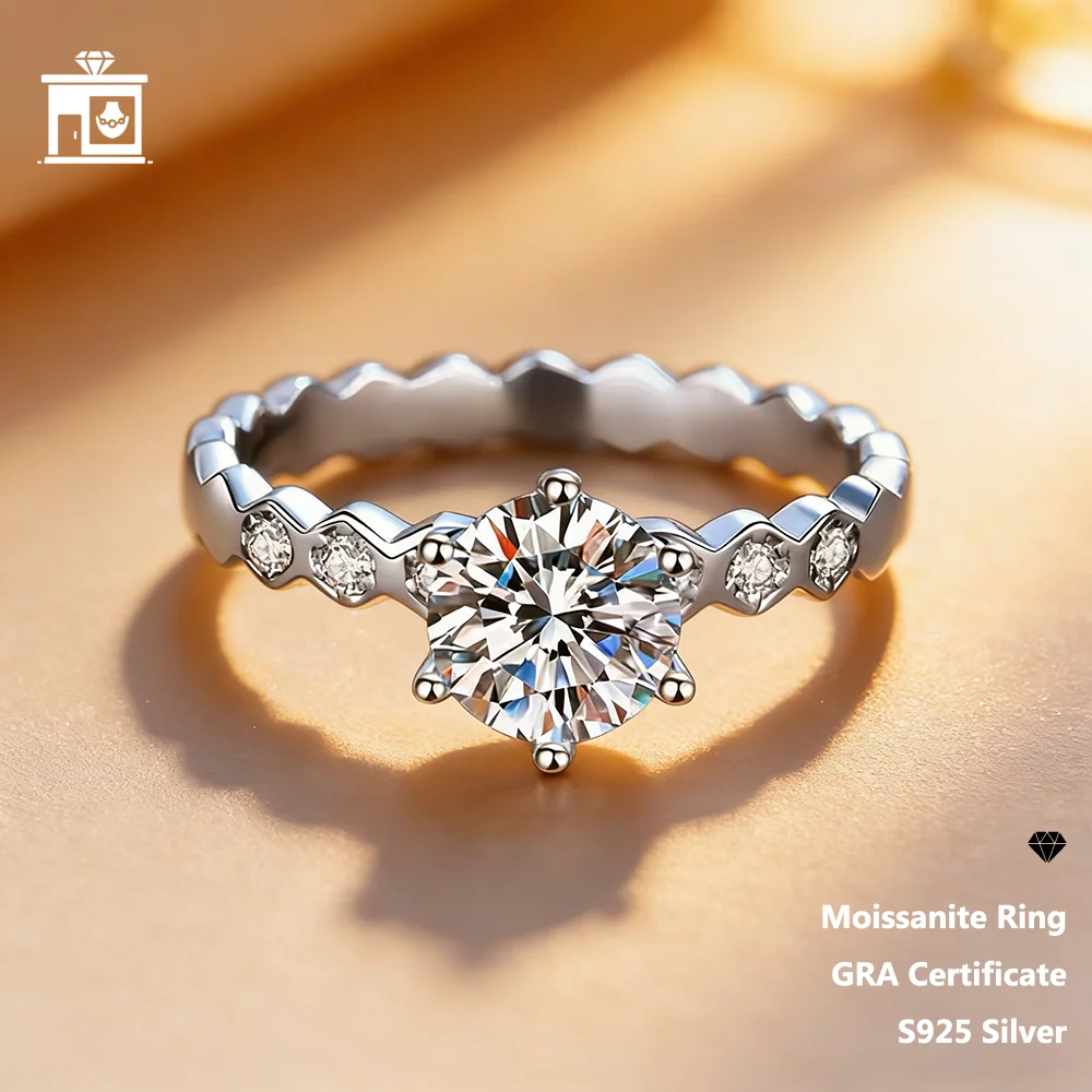 [Discount]Sparkling With GRA Certificate Moissanite Rings  Pass Diamond Tester S925 Sterling Silver For Man And Women As Gift