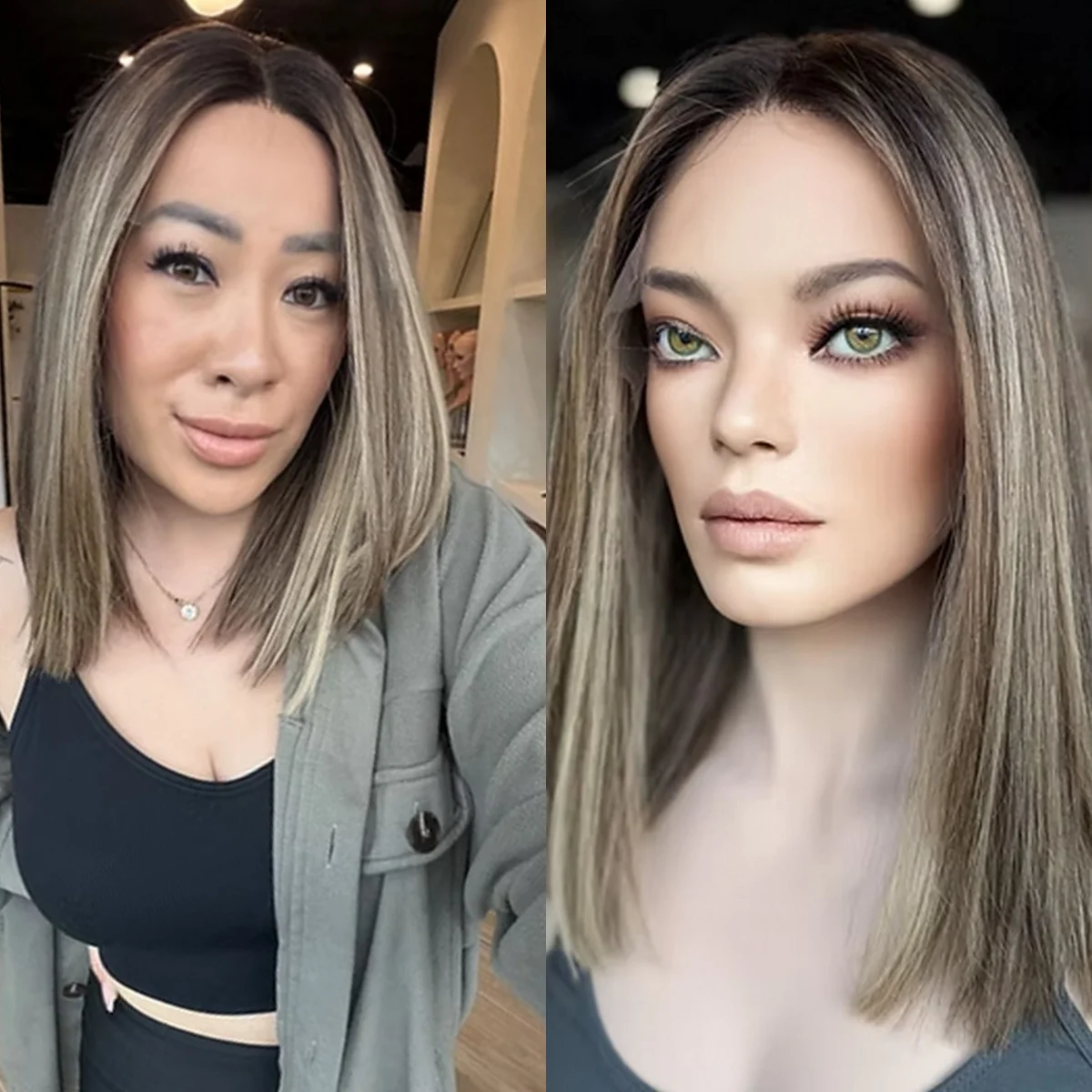 

Высококачественные женские парики 16 дюймов, прямые, синтетические, с кружевной передней частью, светло-коричневые, 13*4, HD, с прозрачным кружевом