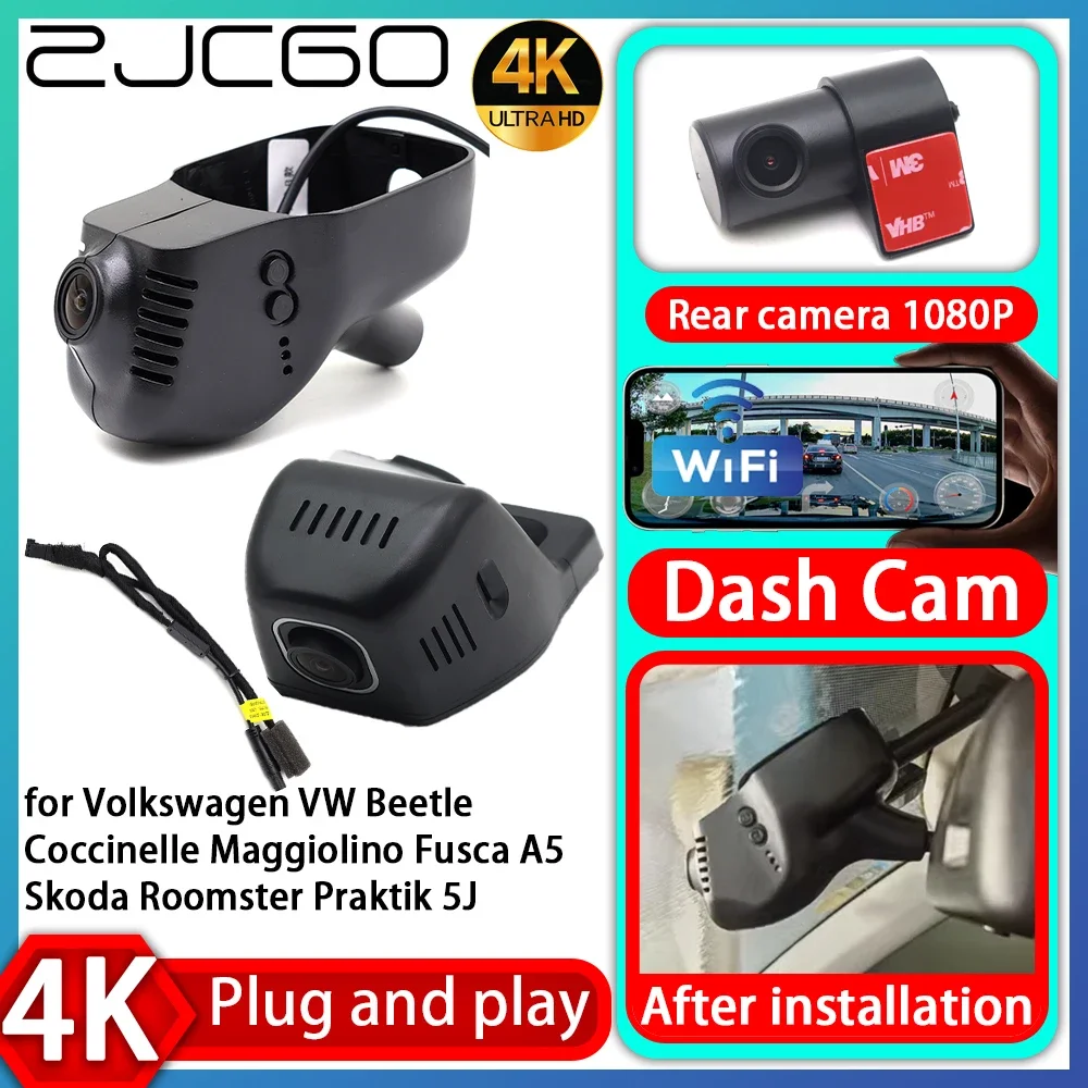 

4K 2160P Plug and Play DVR Dash Cam Video for for Volkswagen VW Beetle Coccinelle Maggiolino Fusca A5 Skoda Roomster Praktik 5J