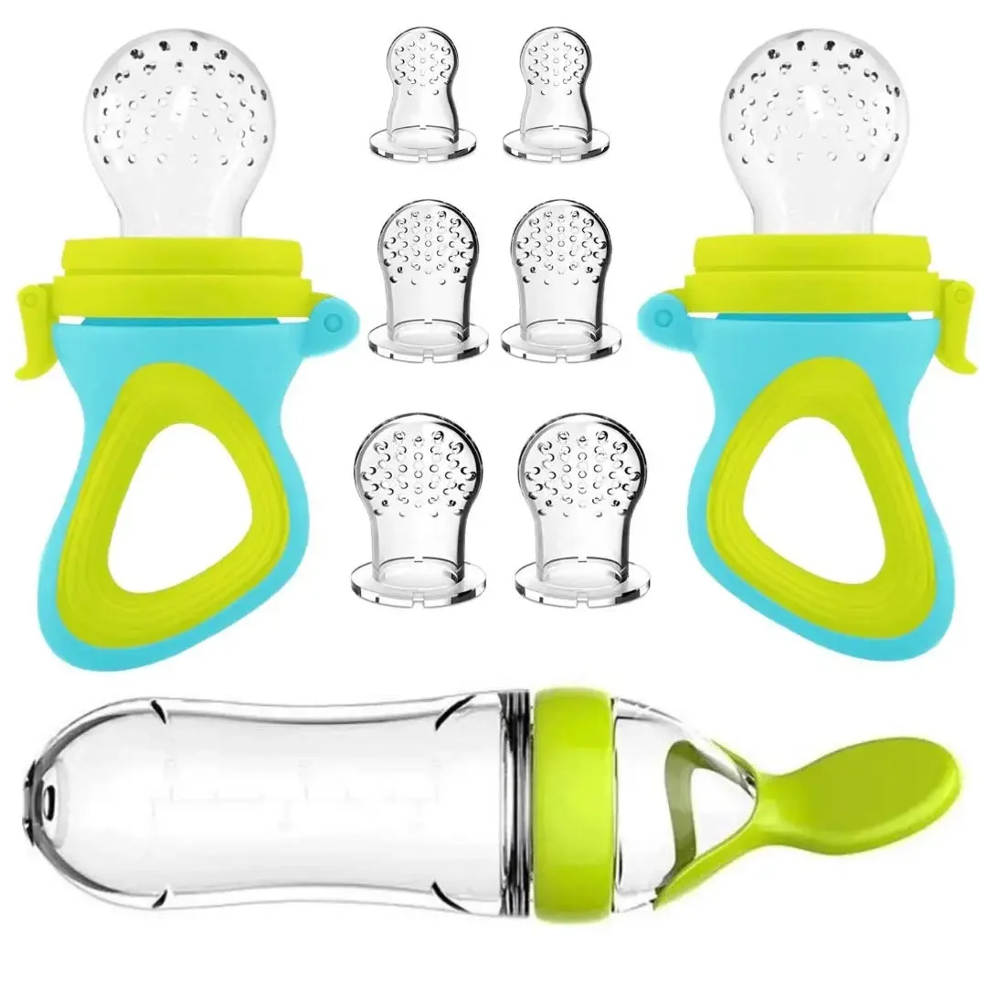 Baby Food Feeder Silicone Fruit Pacifier Feeder Baby Squeeze Spoon Feeding Kits