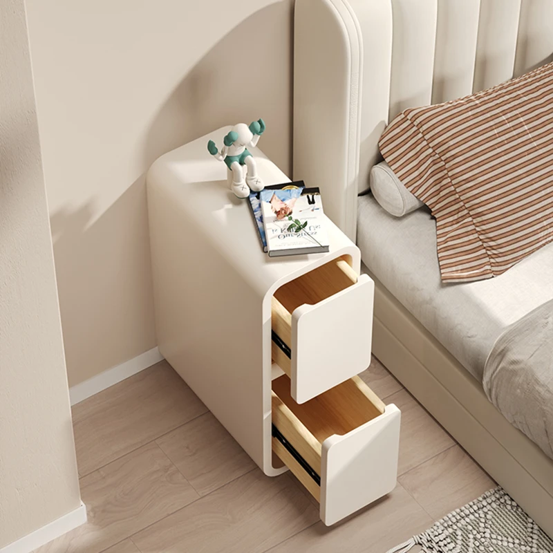 Mesita de noche blanca de lujo, mesita de noche minimalista moderna Para El Hogar, Muebles altos de almacenamiento Para El Hogar, decoración de