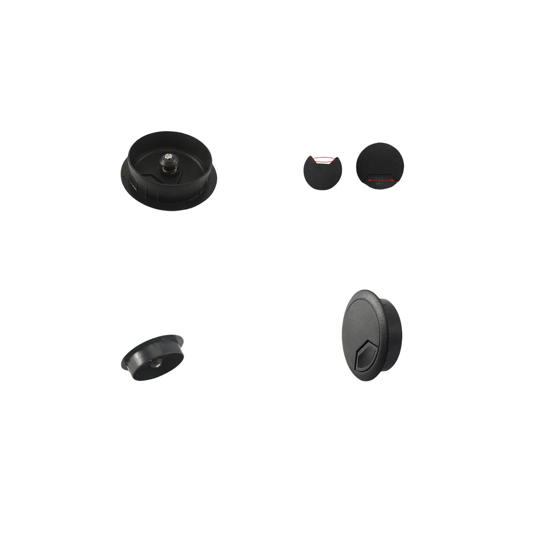 60mm Wire Hole Covers Desk Table Plastic Cable Hole Cover PC Computer Desk Round Wire Tidy Grommet Table Cable Fastener