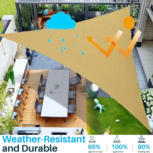 Imagen 2 del producto Vela triangular para sombra de sol, refugio impermeable, cubierta para Patio, bloque UV 95%, tela de sombra para pérgola, patio trasero, jardín, toldo de transporte