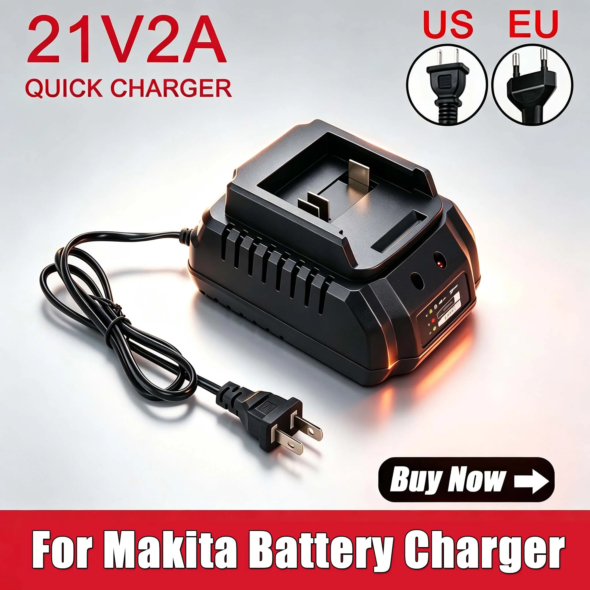 Universal Battery Charger for Makita 18V 21V Li-ion BL1415 BL1420 BL1815 BL1830 BL1860 Electric Drill Tool Compatible with Multi