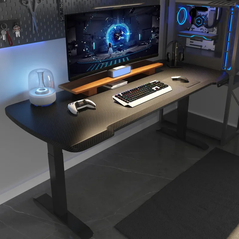 Electric Lift Desk Technology Sense Double Large Desktop Game Computer Table Desktop Gaming Desks Carbon Fiber Office Furniture