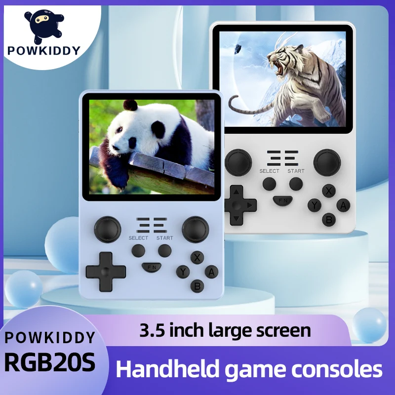 POWKIDDY RGB20S Portable Gaming Console Retro Liunx System 3.5 Inch HD Screen Handheld Game Players With SD Card