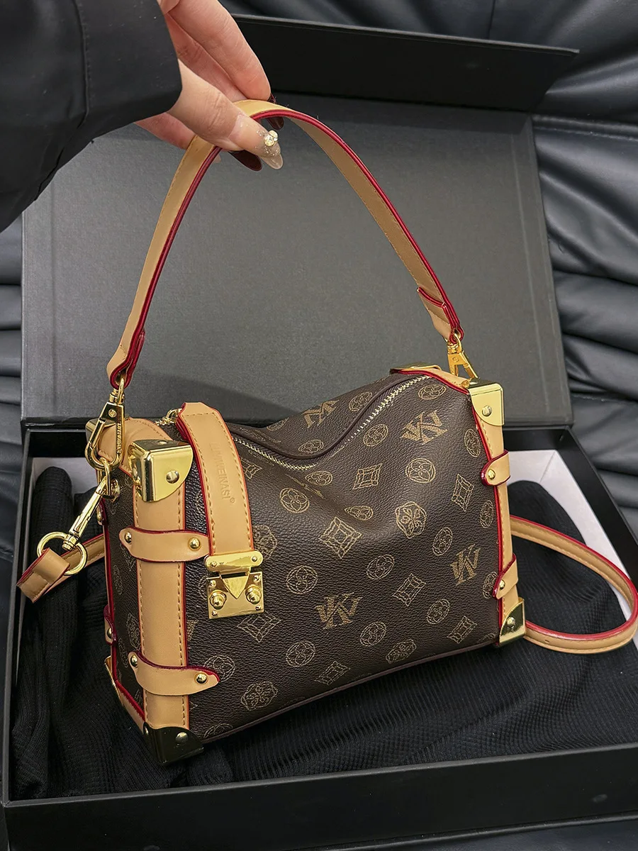 

2025 Pillow Square Bag, Vintage Top Handle Purse for Women, Chic Shoulder Crossbody, Minimalist Day to Night Tote, Textured