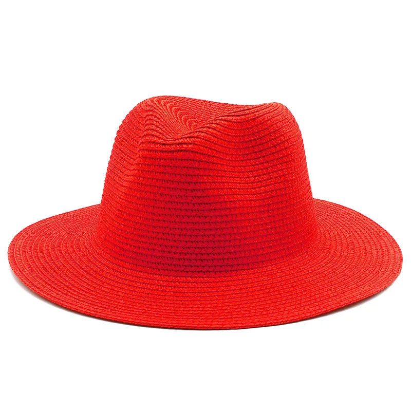 Sunshade Hat Men\'s and Women\'s Summer Panama Wide brim Straw Hat Fashion Colorful Outdoor Jazz Beach Straw Hat