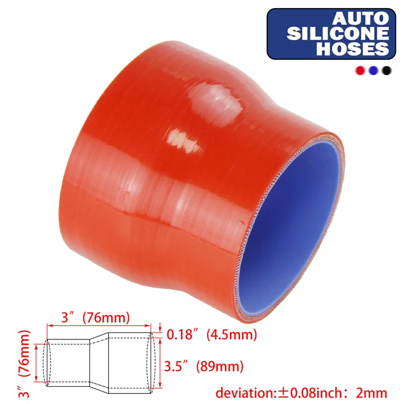 

76mm-89mm ID 3-Ply Silicone Hose Reducer Coupler Turbo Intercooler hose