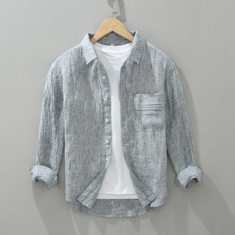 

Premium Flax Long Sve irt Men's Spring 2024 New Sle Breathable Casual irt Loose Fit Iron Free Procing Youth ular