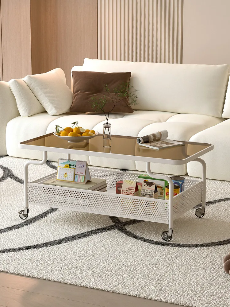 coffee table light luxury high-end new living room home small apartment creative with wheels Internet celebrity rectangular