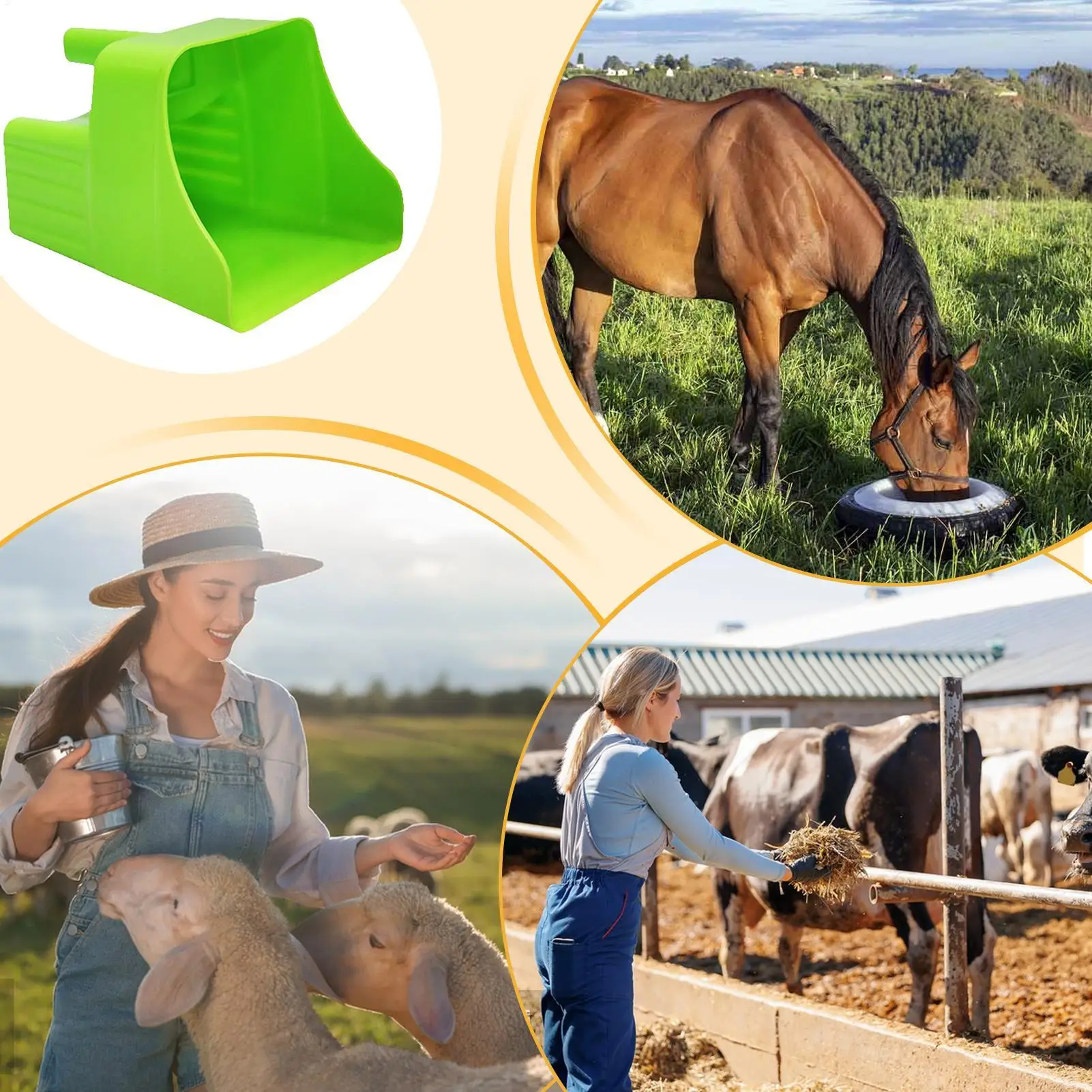 Feed Scoop Pet Feeding Server Ergonomic Non-Slip Feed Scoop For Sheep Cattle Horse Livestock Poultry Feeding Backyard Gardening