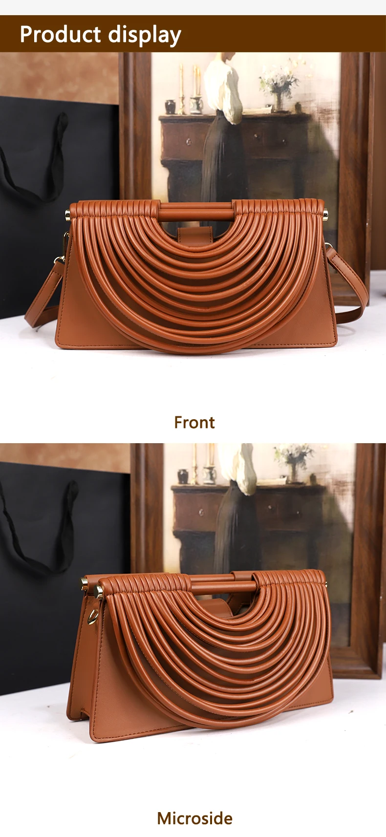 Die neue handgewebte Tasche mit Linienmuster von 2025 ist eine einzigartige, hochwertige, individuelle und modische Handtasche für Frauen. – Detail 12