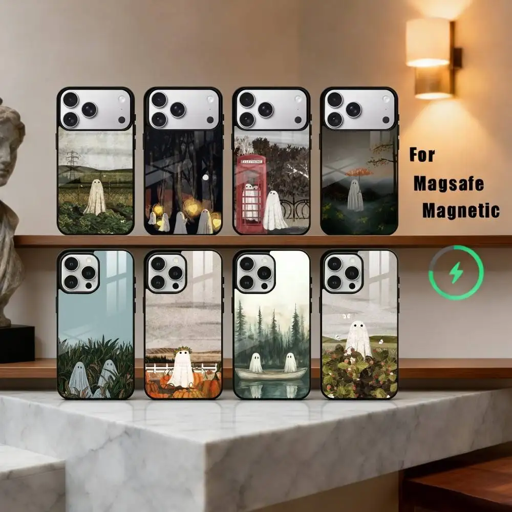 

L-Little G-Ghost A-Art Phone Case For iPhone17,16,15,14,13,12,11 Plus,Pro Max Magnetic For Magsafe Wireless Charging