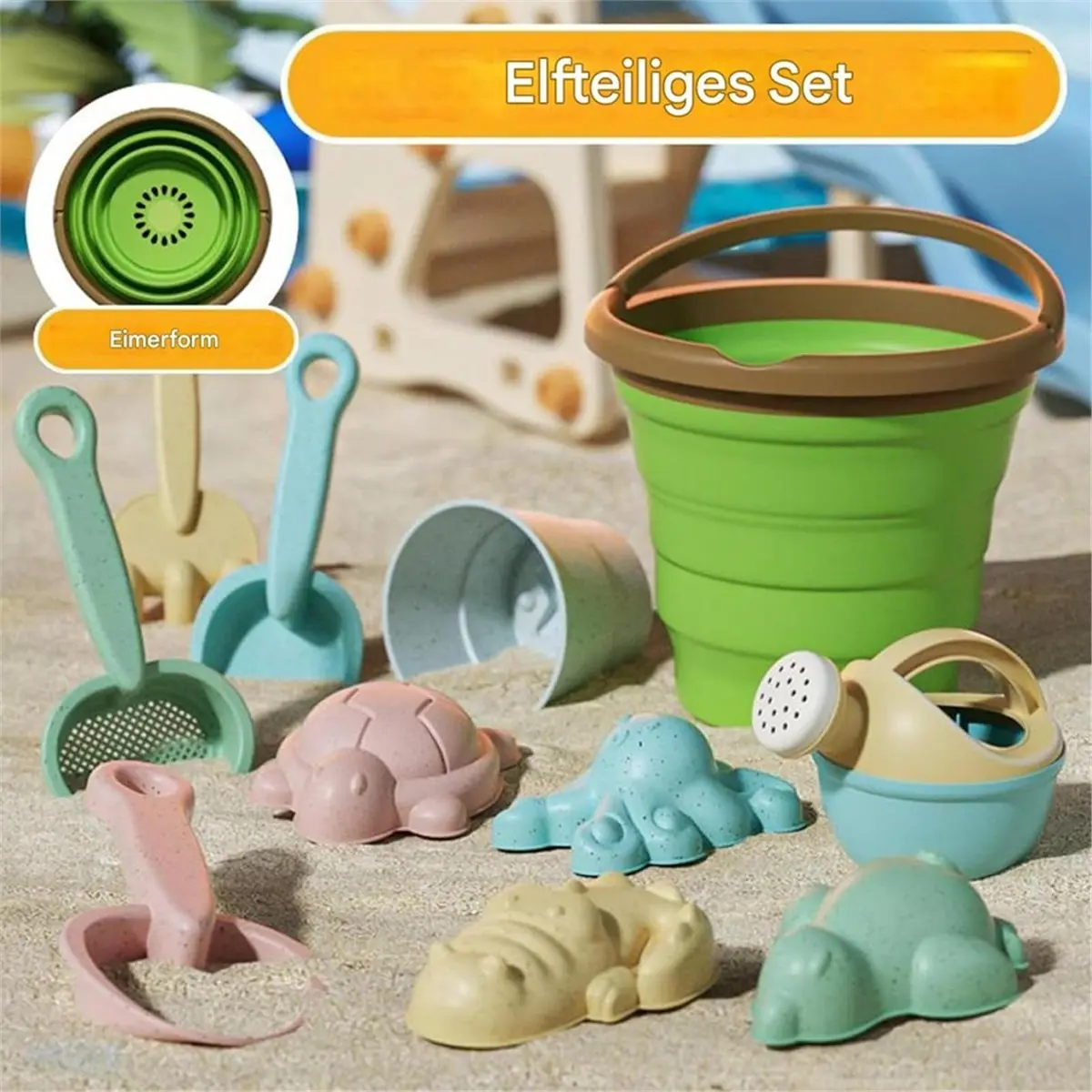 618 Mega Sale Beach Sand Toys, Folding Fruit Bucket with Ergonomic Shovels, Play Set for Backyard Camping Swimming Pool Vacation