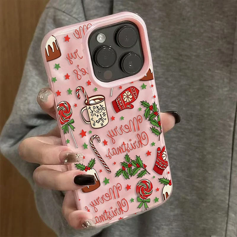 Cute Festive Christmas Pattern Phone Case For iPhone 17 16 15 14 13 Pro 11 12 Pro Max 15 Plus Air Wavy Texture Protective Cover view 5