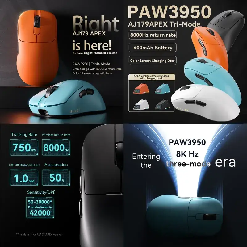 Ergonomic wireless gaming mouse from the front