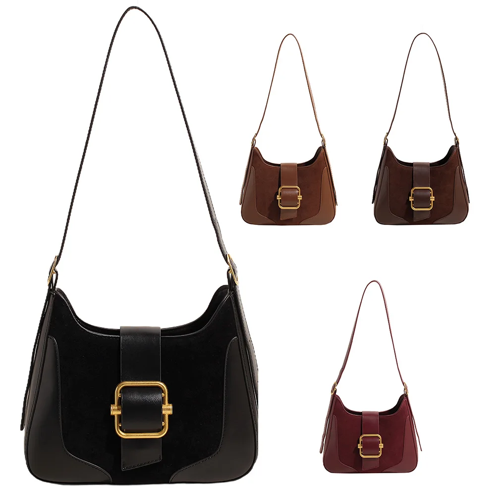 

Women Suede Shoulder Bag Adjustable Strap Messenger Bag with Zipper with Inner Pocket Satchel Purse for Work Travel