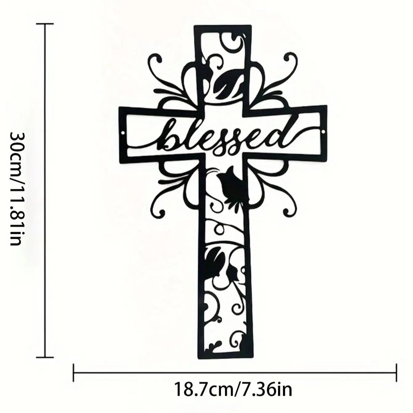 CIFBUY Wrought Iron Cross Wall Art Blessing Decor Vintage Metal Crucifix for Living Room Bedroom Office Religious Home Blessing