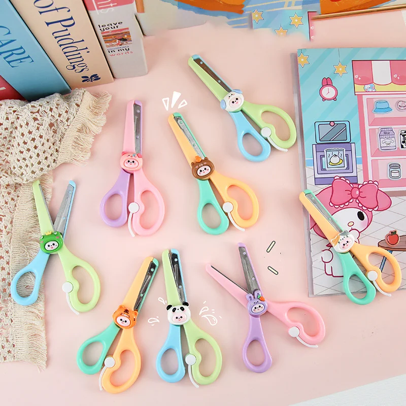 مقص سلامة للأطفال مقص حيوانات معدني مقص لطيف اليدوية للمدرسة قطع الورق مقص القرطاسية المنزلية اليدوية #6