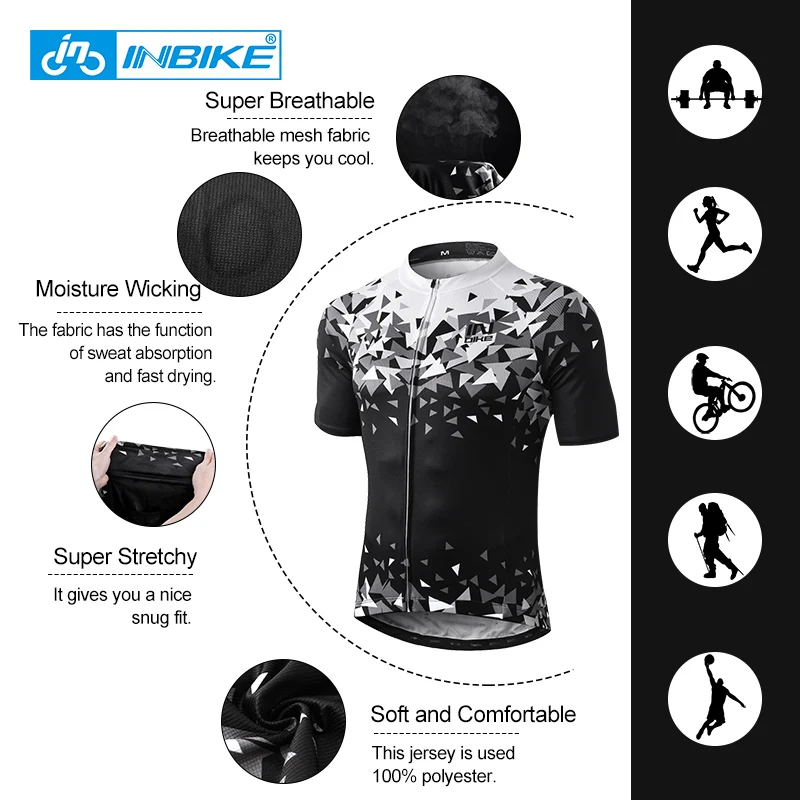 INBIKE Cycling Jersey Set Short Sleeve Racing Bicycle Clothes Outdoor Sports Gel Pad Bib Shorts Summer Men MTB Bike Clothing