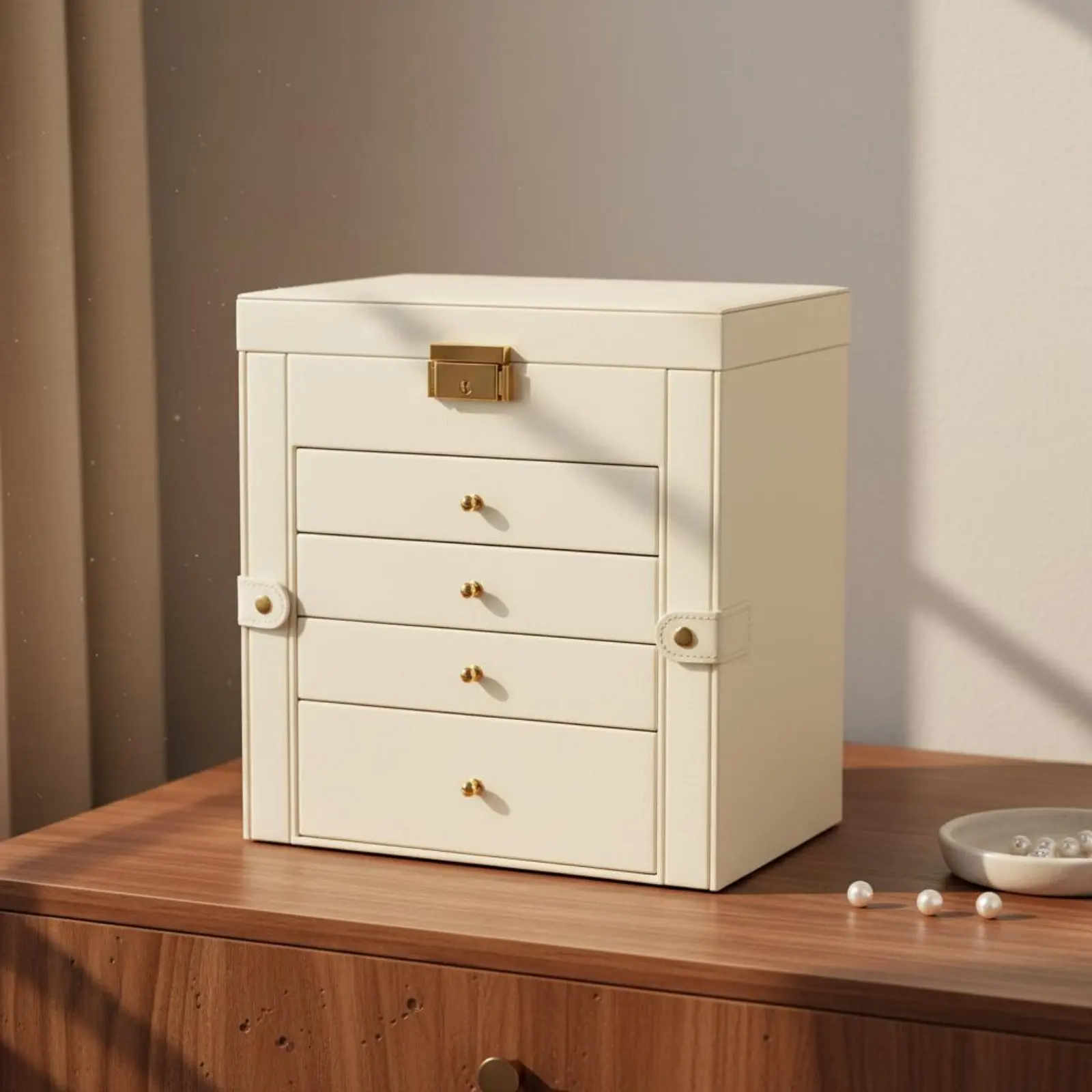 

Multi-Tier Jewelry Box Multiple Compartments Large Jewelry Organizer Bedroom Furniture Soft Luxurious Textile Lining