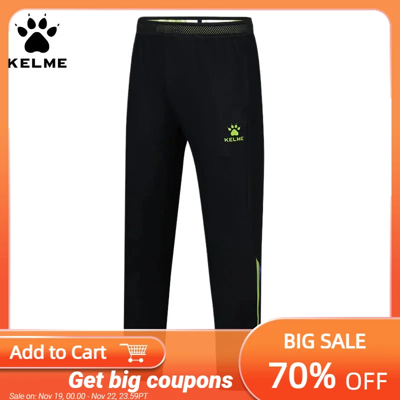 

Kelme Football Training Gym Fitness Trousers Men's Contrast Panel Running Knitted Pants Outdoor Training Gym Fitness Trousers