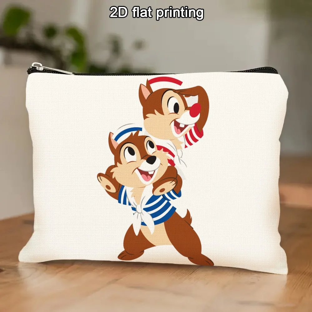 Bolsa de cosméticos Disney Chip'N Dale de 1 pieza, bonita bolsa multifuncional con cremallera para mujer, bolsa de almacenamiento de joyas, bolsa de almacenamiento con cremallera de viaje perfecta, regalo de cumpleaños divertido