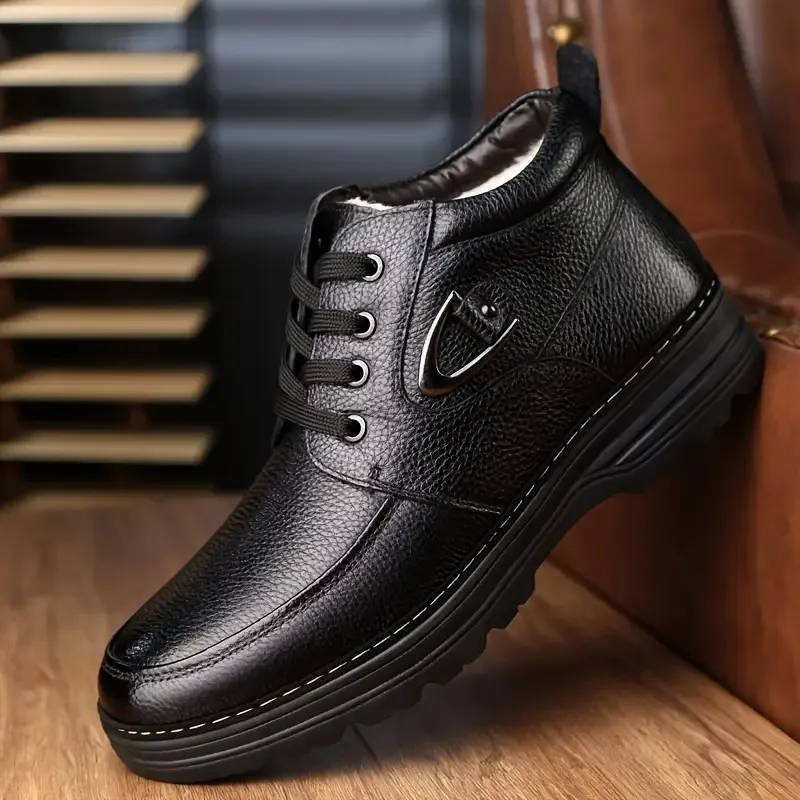 Men's Winter Casual Business Shoes, Black Brown