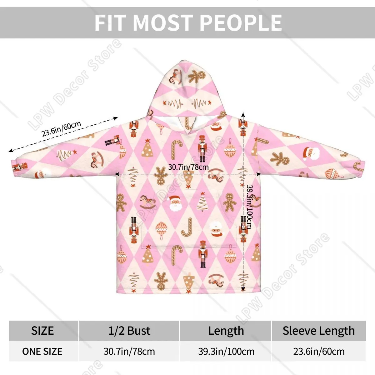 عيد الميلاد الزنجبيل سانتا كسارة البندق اللعب بطانية هوديي المتضخم يمكن ارتداؤها هدايا عيد الميلاد البلوز بطانية هدايا دافئة للنساء فتاة