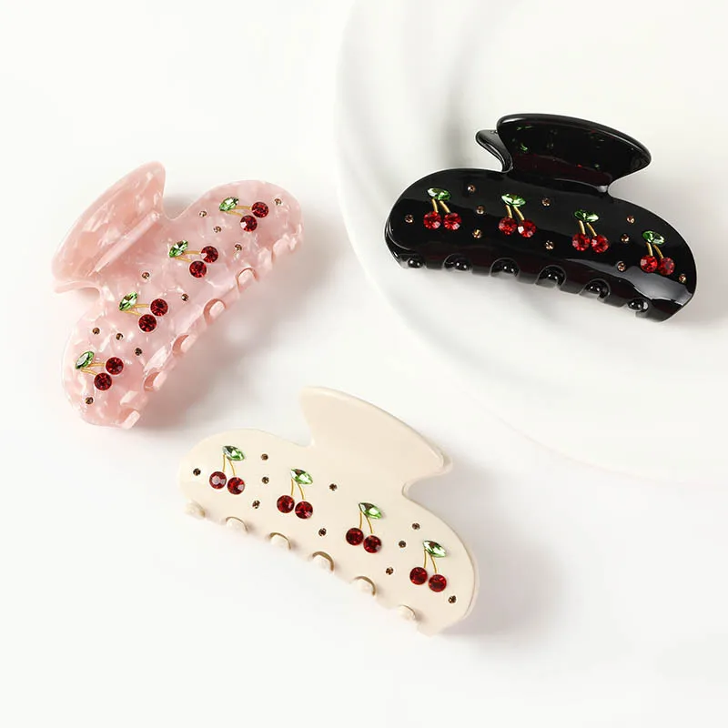 

French Cute Cherry Hair Claw Clip – Large Hair Clips for Updo, Ponytail Korean Hair Accessories for Women