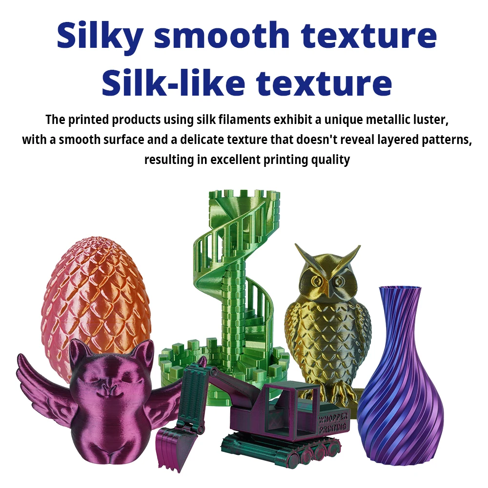 KINGROON PLA Silk Filament 1.75mm High Gloss Finish Vibrant Shiny Tangle-Free for 3D Printer 5KG 3KG 1KG 2 Colors Available view 2