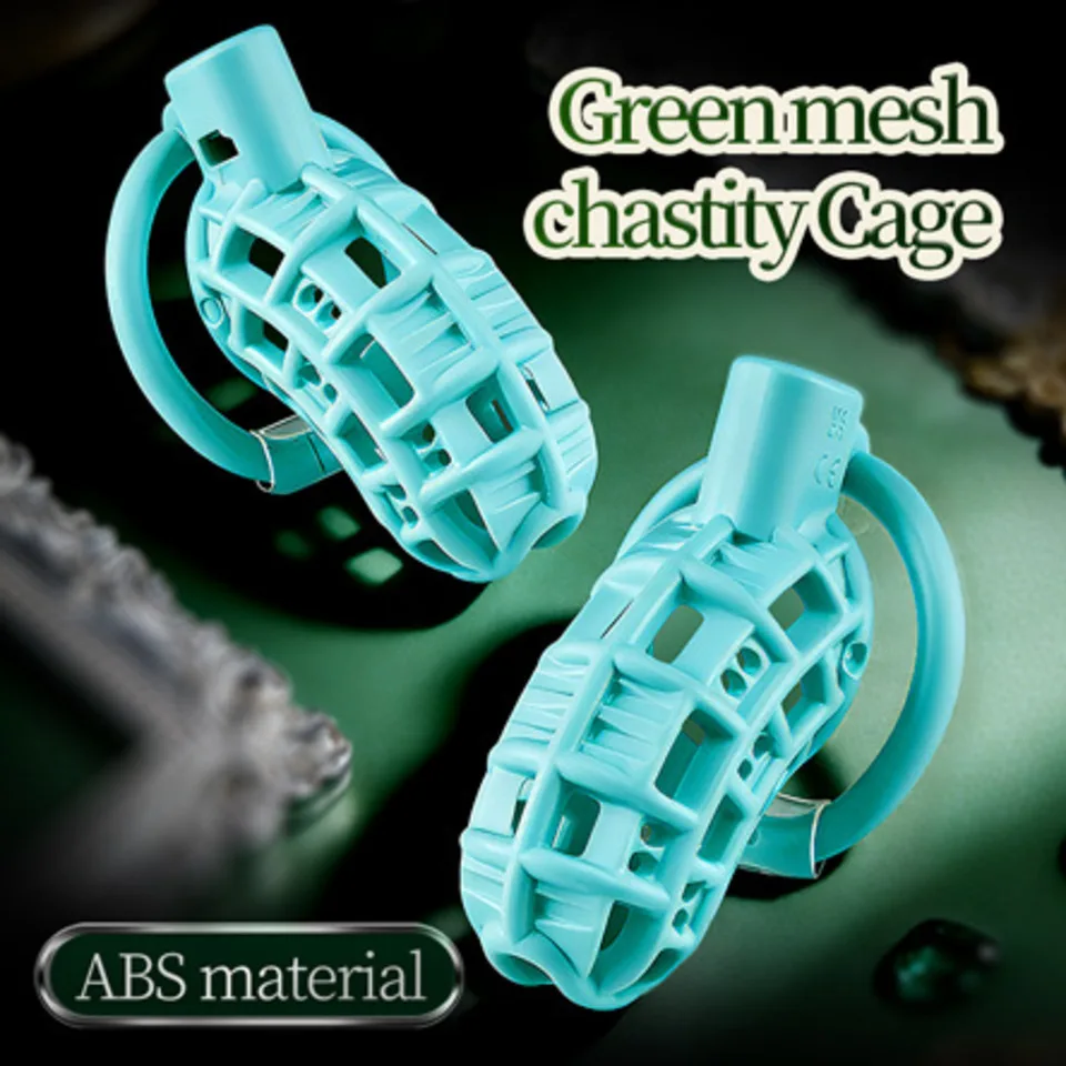 New Green Mesh Chastity Cage High Quality Male Cock CB Lock Anti-cheating Abstinence Restraint SM Bondage Adult Sex Toys Gays view 2