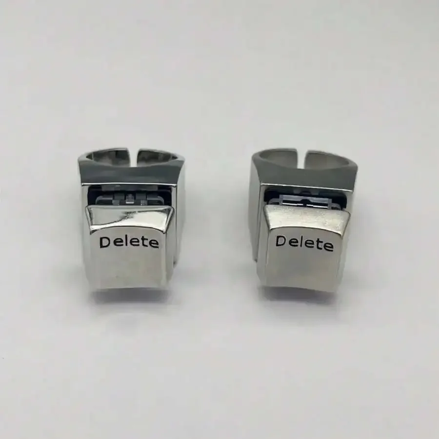 

Adjustable Square Delete Key Ring Fashion Stainless Steel Unisex Jewelry