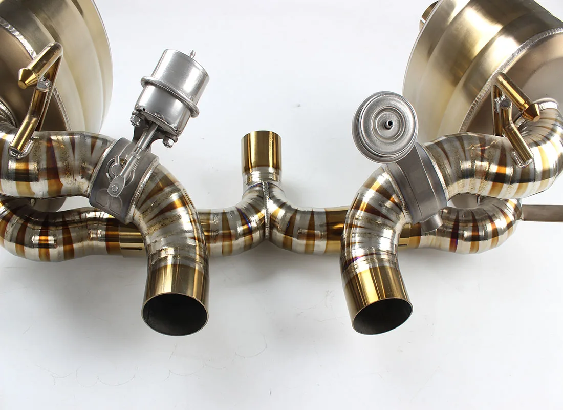 High Quality Customized Titanium Exhaust System For Ferrari 458 V8 Golden Titanium Catback System With Pneumatic Valve