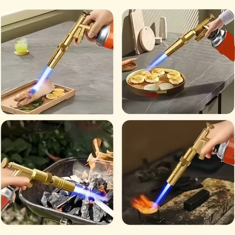 Tocha de gás de soldagem portátil chama queimador butano acampamento ao ar livre churrasco mais leve lança-chamas suprimentos cozinha equipamentos soldagem