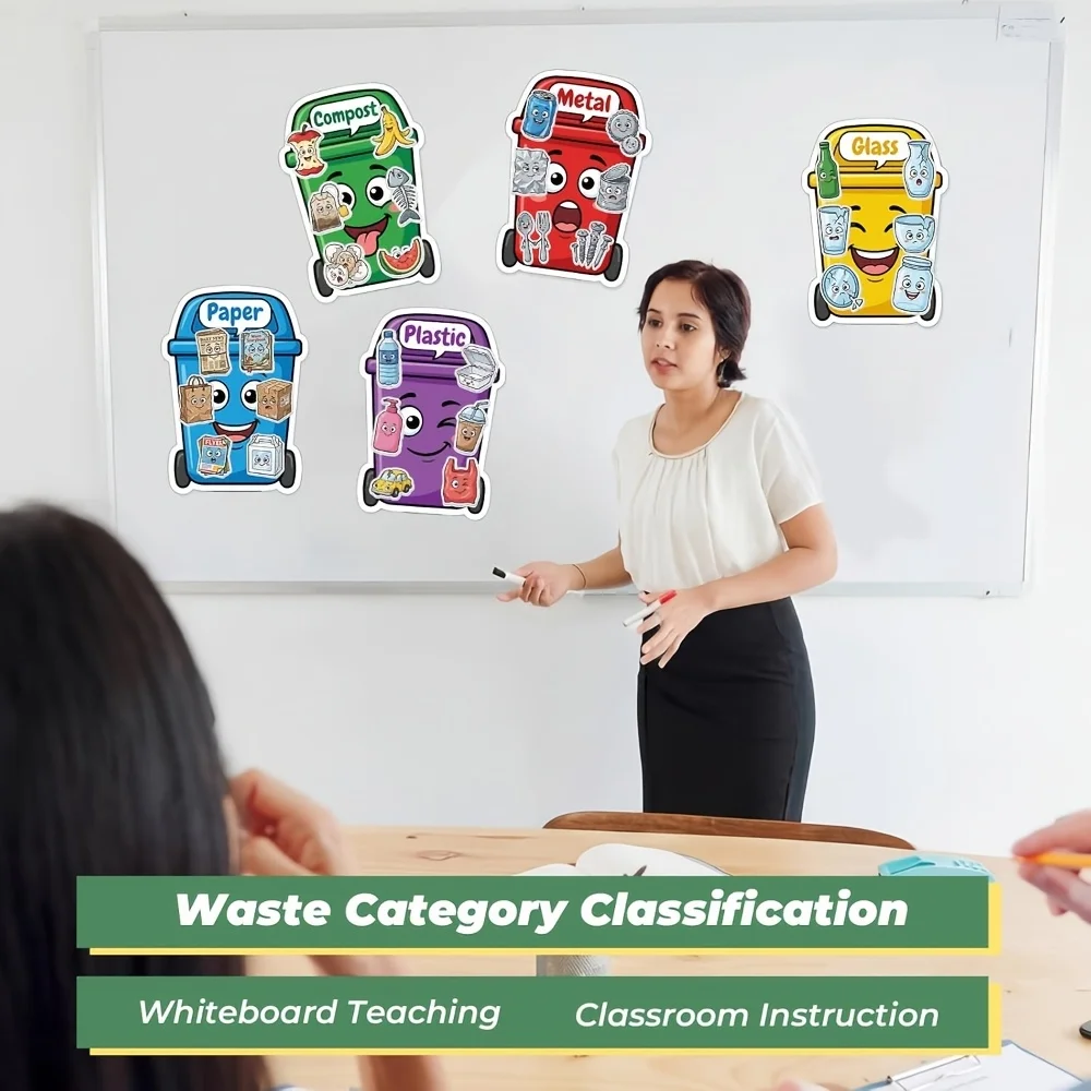 35Pcs Magnetic Waste Sorting Stickers, Refrigerator Stickers, Back-to-school Waste Sorting and Environmental Awareness Learning