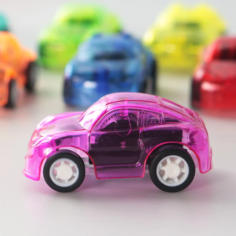 15Pcs Transparent Car Small Airplane Mini Plastic Children's Car Racing Model Kindergarten Candy Colored Puzzle Toy Gifts