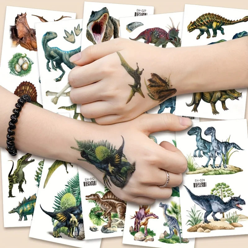 12 Zhang 3D Color Dinosaur Temporary Tattoo Sticker -Realistic Various Dinosaur Patterns. Waterproof and durable2-5Days