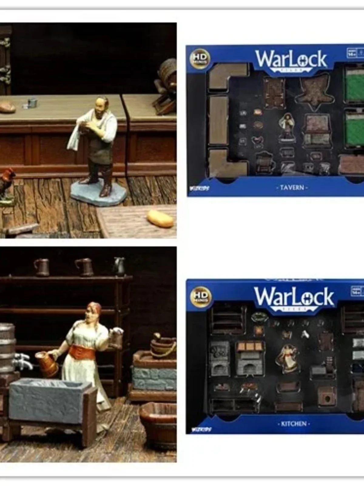 Hasbro Board Game Wizkids Warlock Tiles Kitchen Doors Archways Tavern 4D Tiles Miniature Scene Doll Gifts Toy Model Collect