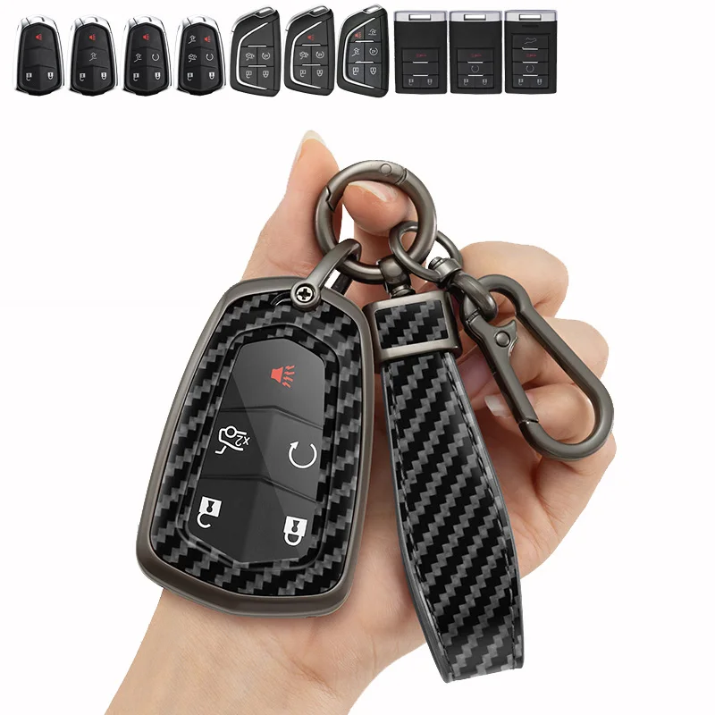 

Zinc Alloy + PU Leather Car Key Case Cover For Chevrolet C7 Corvette Cadillac CTS ATS 28T CTSV XTS DTS SLS SRX XLS STS Escalade