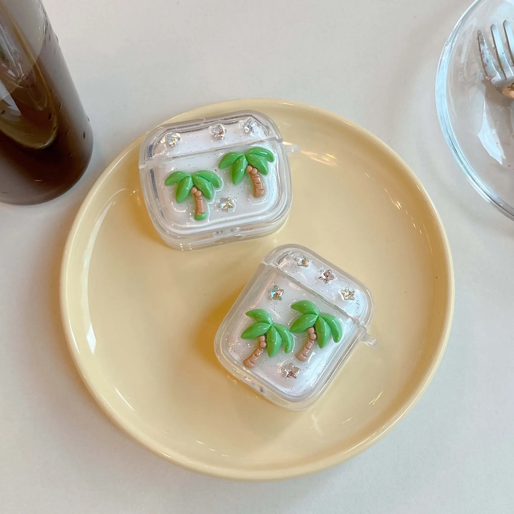 For Apple Airpods 4 3 1 Pro 2nd 2 Earphone Case Coconuts Tree Pendant 3D Pendant Wireless Bluetooth Charging Box