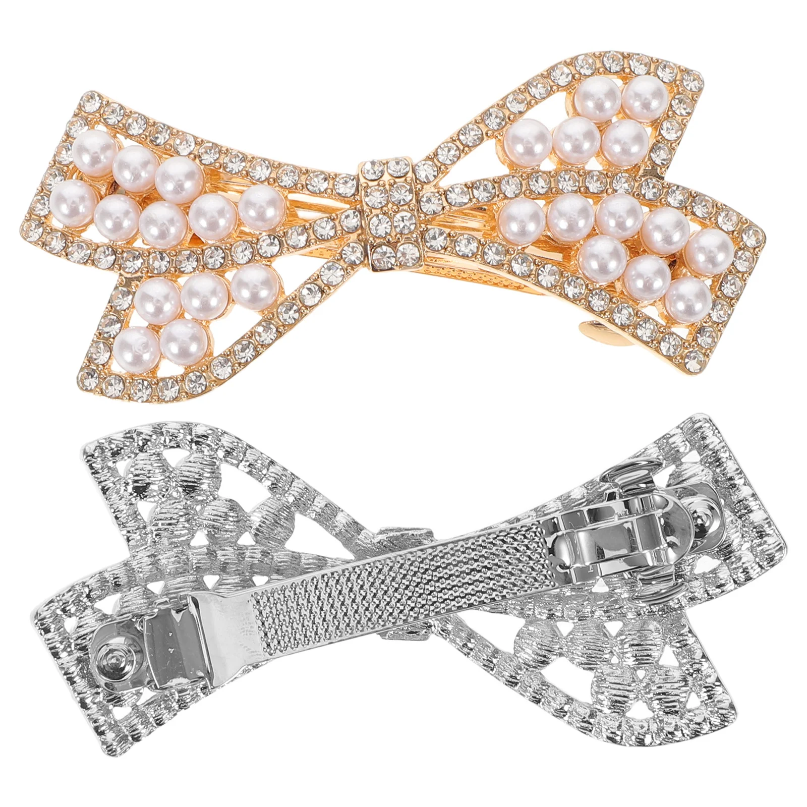 

2Pcs Rhinestone Retro Hair Clips Elegant Bling Decorative Barrettes Fake Pearl Bridal Wedding Party Hair Accessories Women