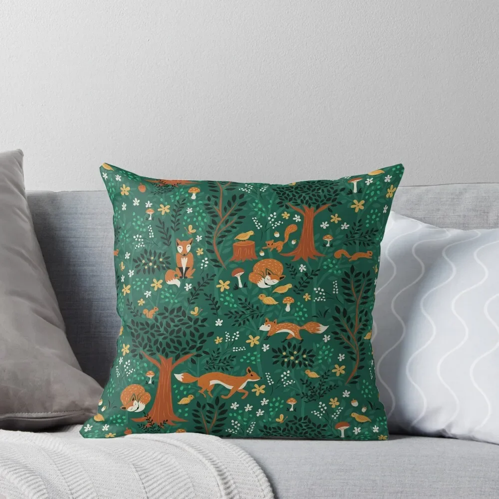 

Foxes Playing in the Emerald Forest Throw Pillow Christmas Covers Luxury Living Room Decorative Cushions pillow