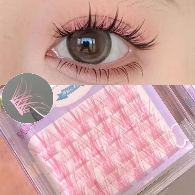 Pink/White/Blue/Purple Colored Eyelash Clusters Manga Lashes False Eyelashes Natural Long Faux Bunche Makeup