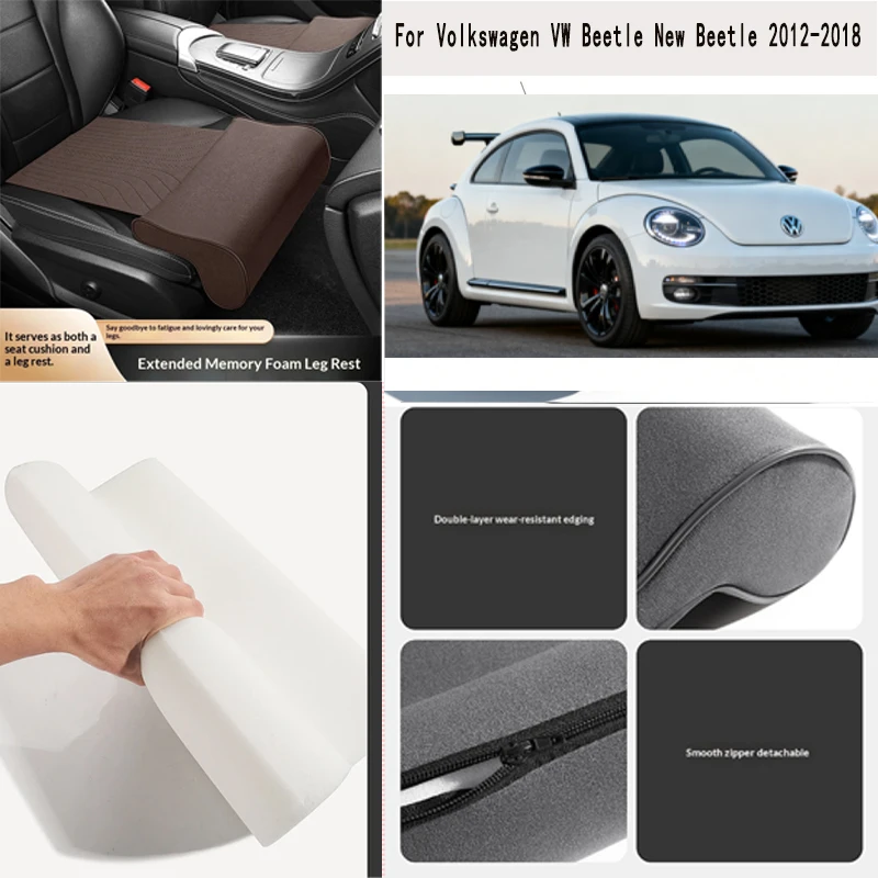 Almohadilla de extensión para soporte de piernas para asiento de coche, almohadilla de extensión para piernas para Volkswagen VW Beetle New Beetle 2012-2018