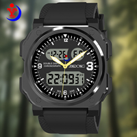 Fashion Double Display Dual Movement Quartz Analog Digital Three pointer Synchronous Multifunction Chronograph Sports Watch