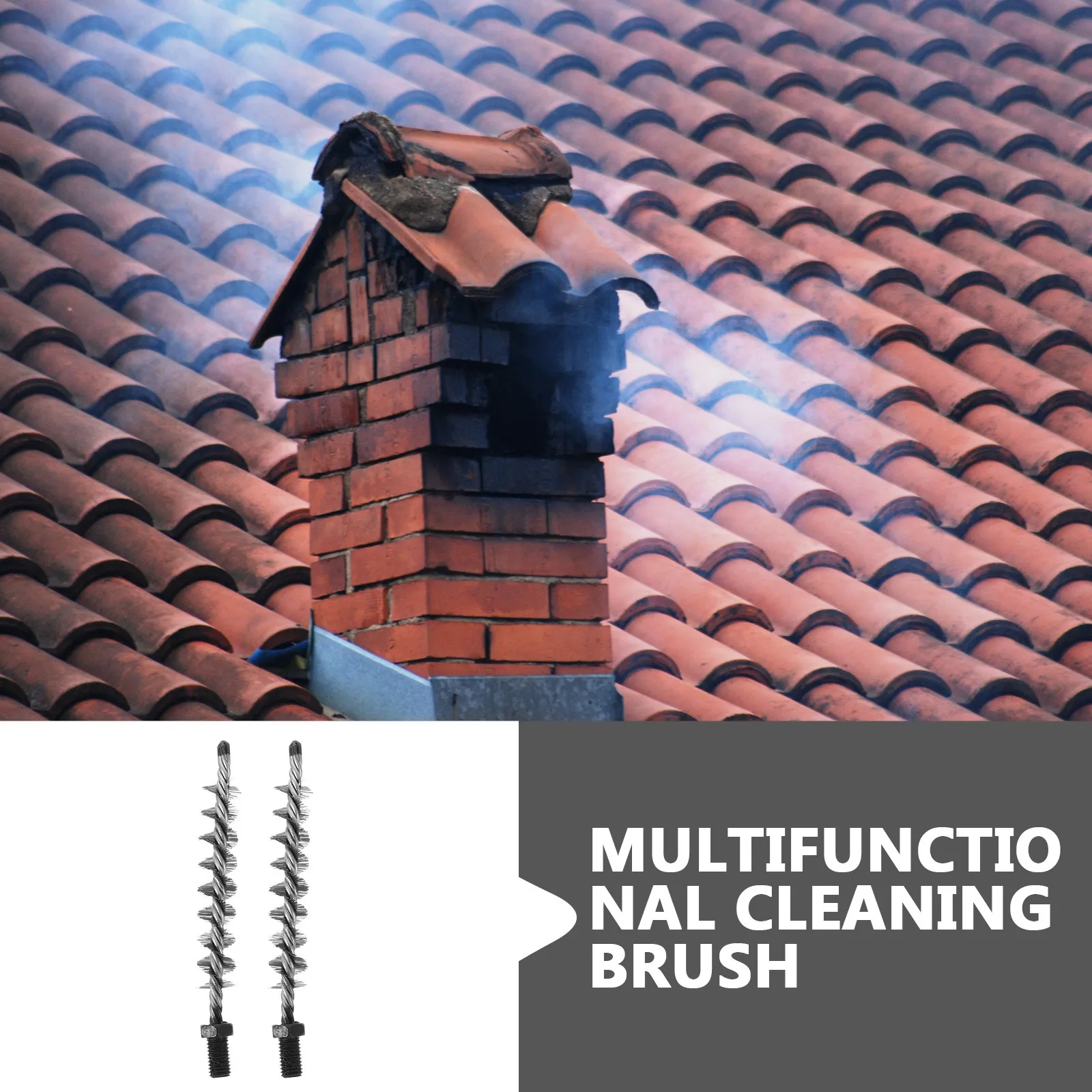 

2Pcs Steel Wire Brush Multifunctional Cleaning Chimney Fireplace Dryer Vent Cleaner Kit Pipe Soot Creosote Removal Tool