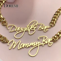 DOREMI 8mm Cuban Thick Chain Customized Cursive Nameplate Necklaces Custom Name Pendant Personalized Necklace Women Gift